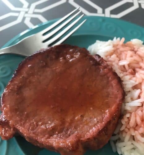 Mock Swiss steak and rice