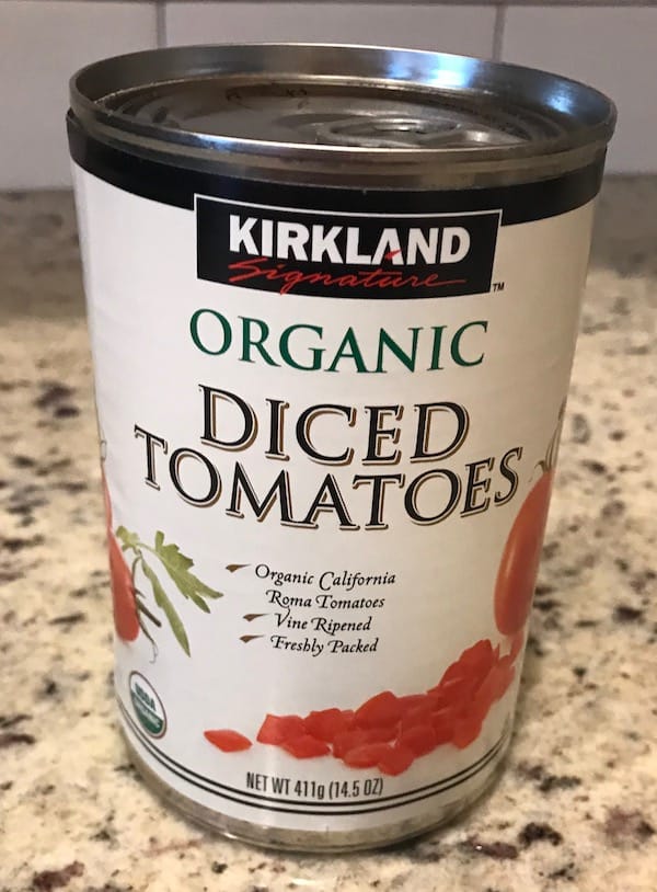 Can of organic diced tomatoes