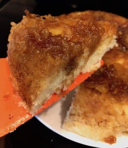 Slice of pineapple upside down cake
