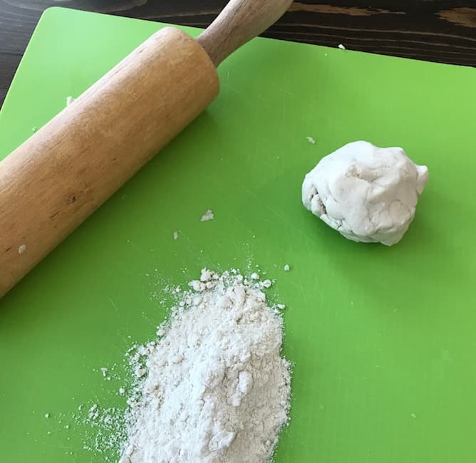 Sprinkle flour on your surface before you roll out the pie crust dough for your cinnamon crisps.