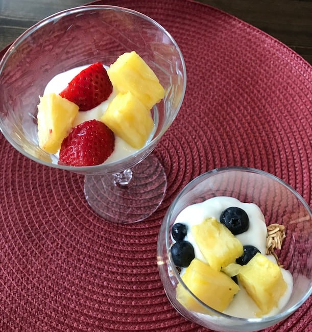 Add a layer of bite-size fruit on top of the yogurt.