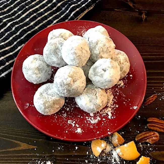 Plate of no-bake rum balls 