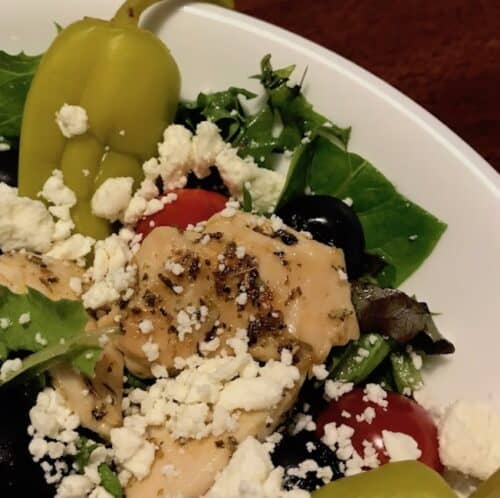 Mediterranean salad with peppers and feta cheese