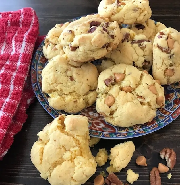 Butterscotch pecan cookies on a plate