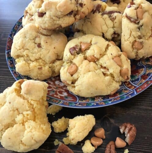 butterscotch pecan cookies on a plate