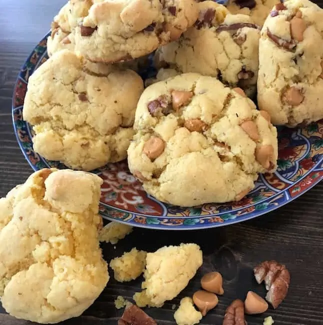 Butterscotch pecan cookies on a plate