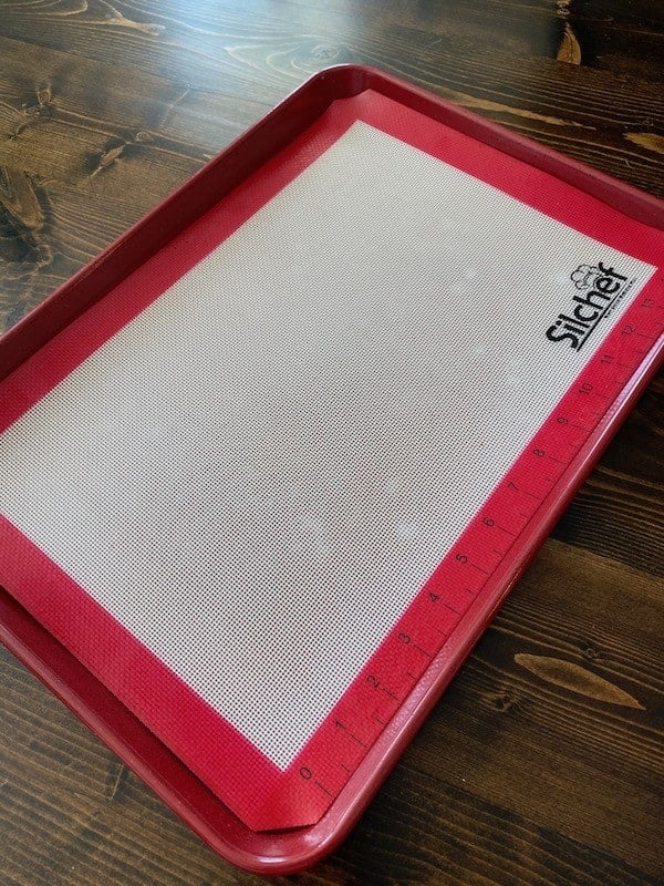 Silicone mat on a baking sheet