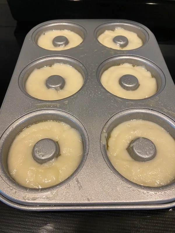 Batter in a donut pan