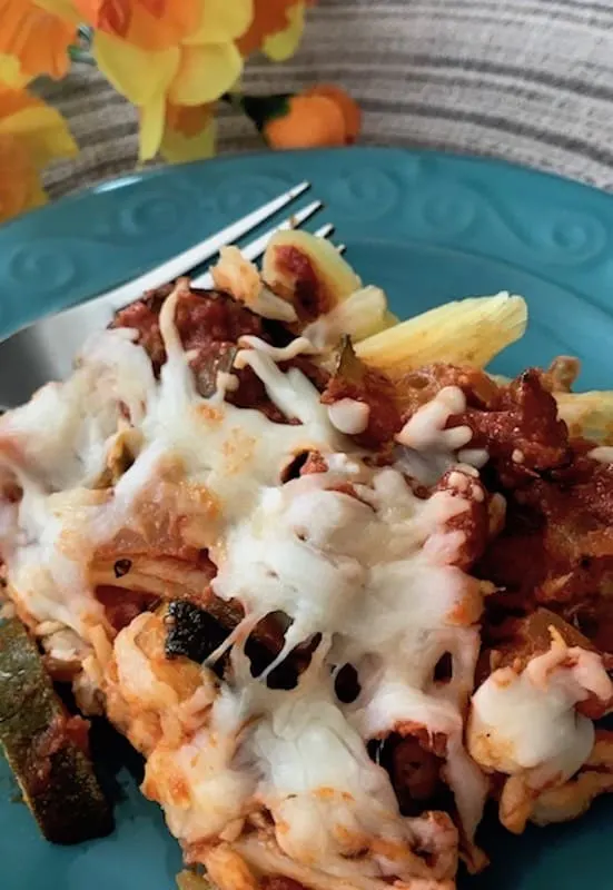 Italian chicken zucchini casserole on a plate