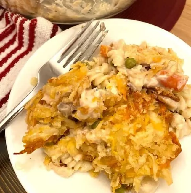 serving of chicken noodle casserole