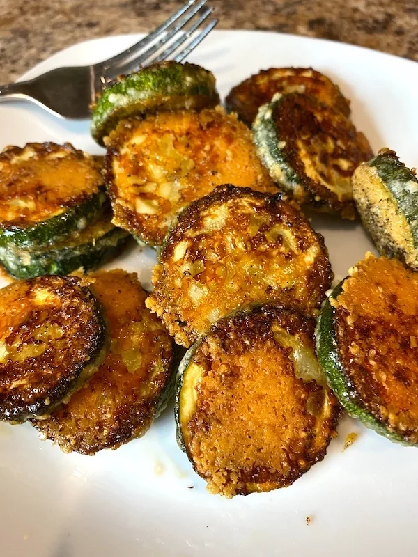 plate of zucchini parmesan chips