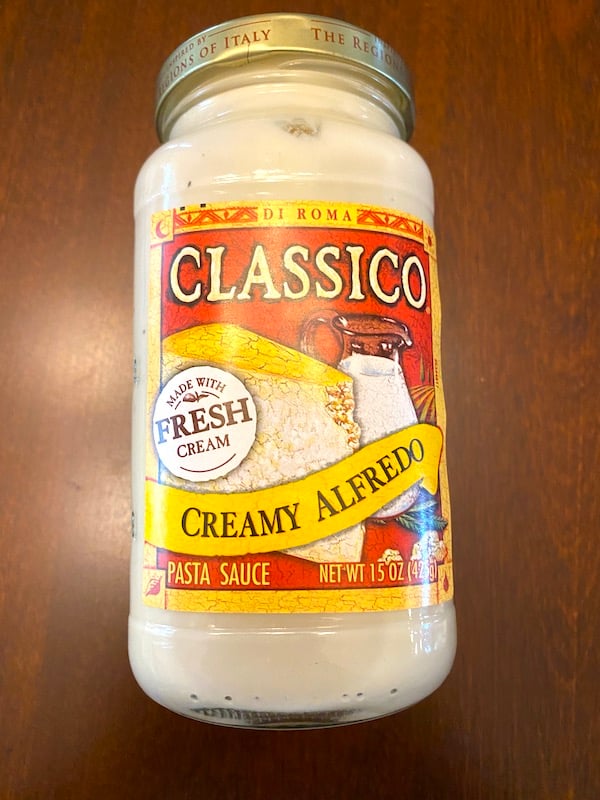 jar of Classico creamy alfredo sauce