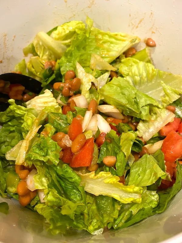 mixed ingredients for base of taco salad