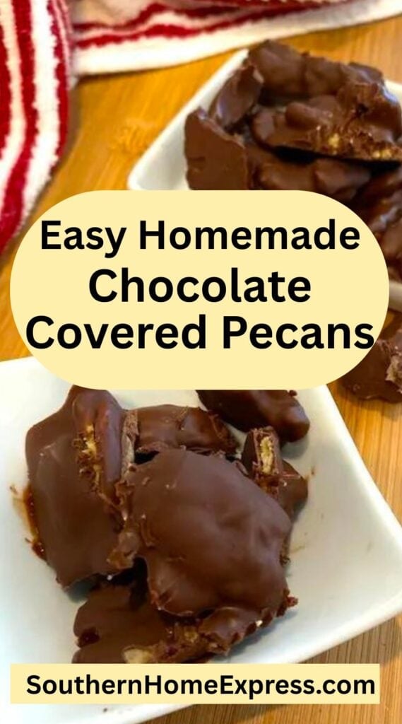 2 plates with chocolate covered pecan candies