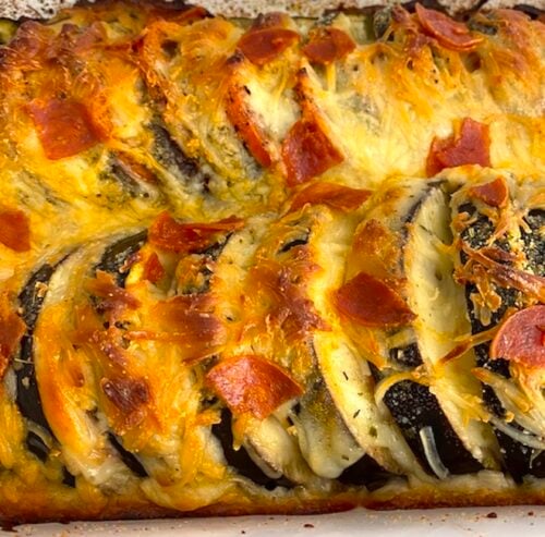 eggplant parmesan in a pan