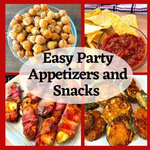 variety of snack foods and appetizers