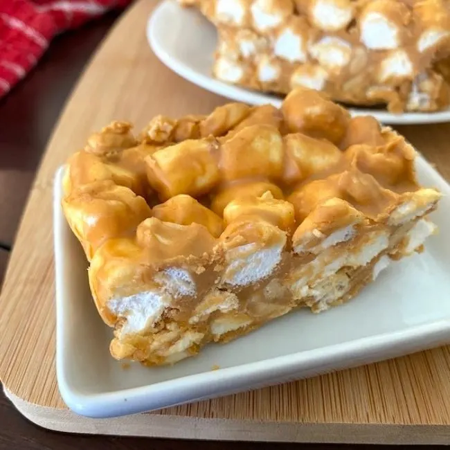 peanut butter marshmallow bar on a plate