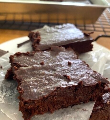 plate of chocolate banana brownies