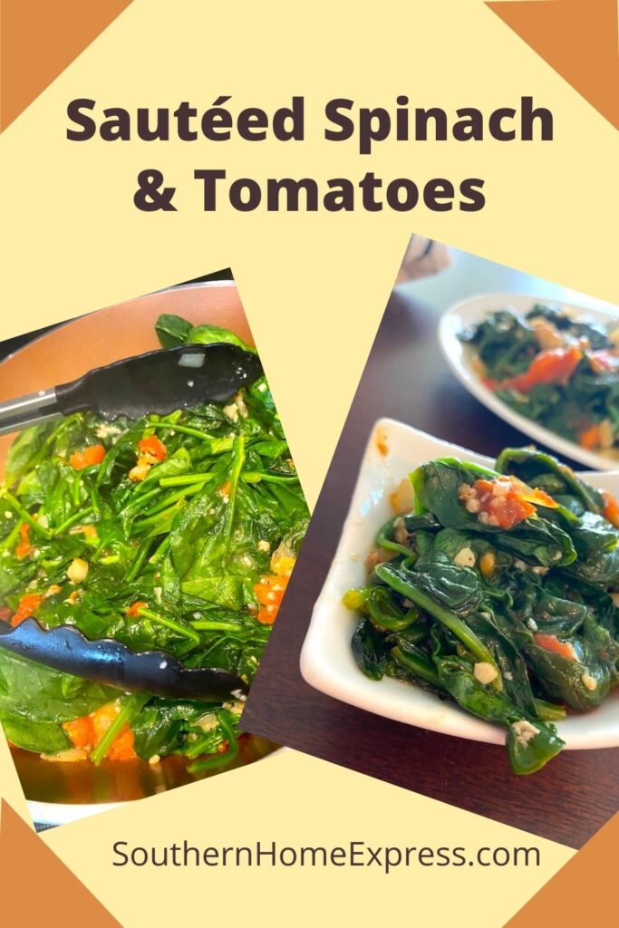 plate of sautéed spinach and tomatoes