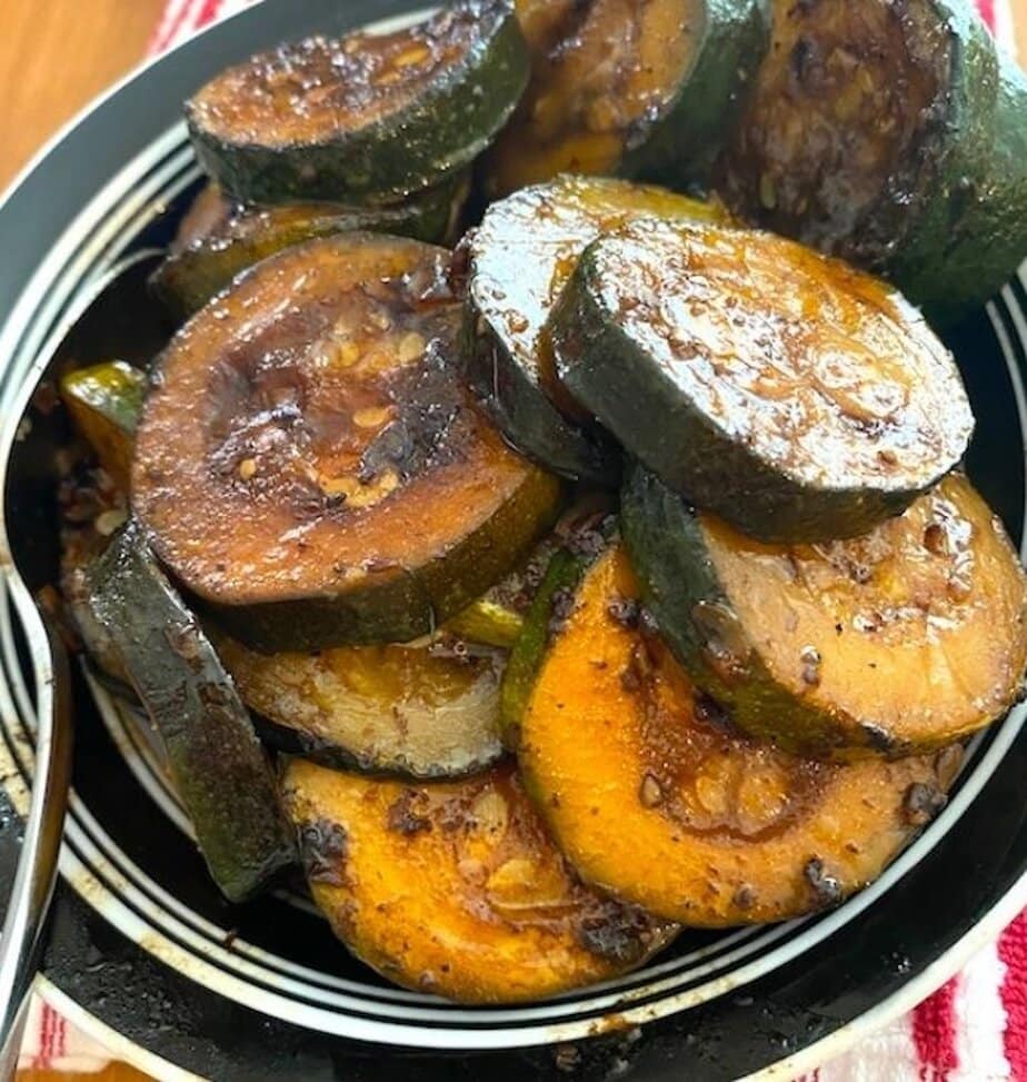 bowl of balsamic-glazed zucchini