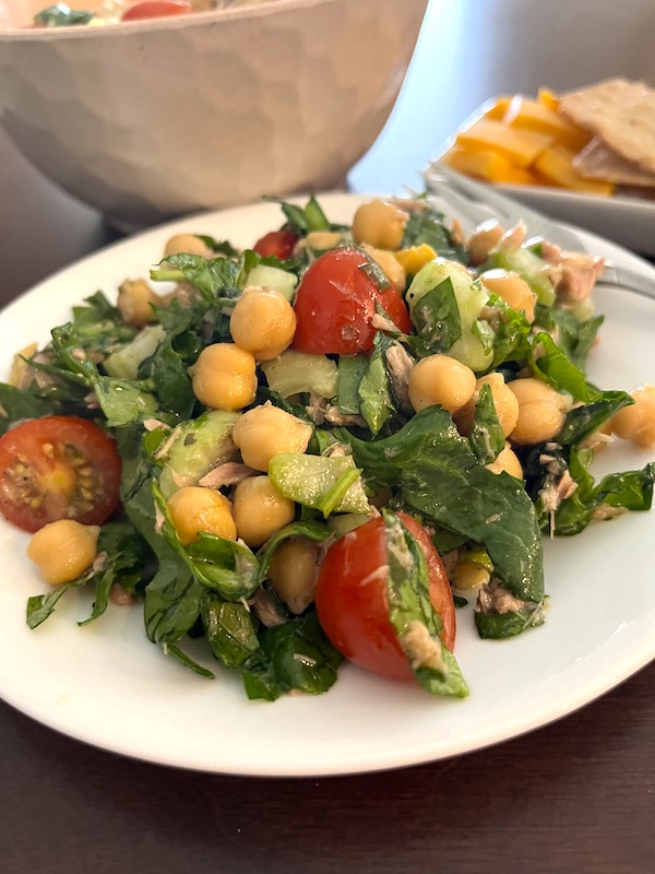 plate of chickpea tuna salad