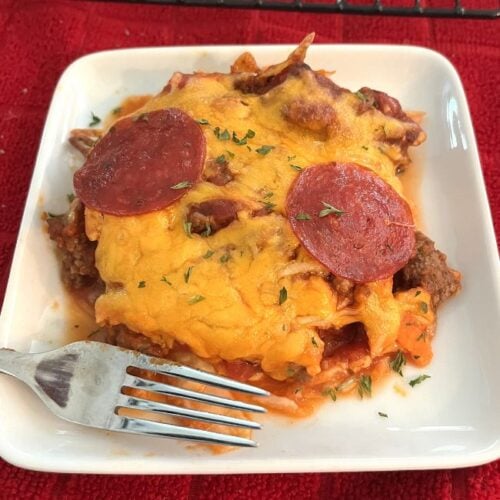 serving of Italian beef and cabbage casserole