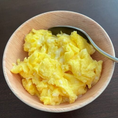 bowl of scrambled eggs