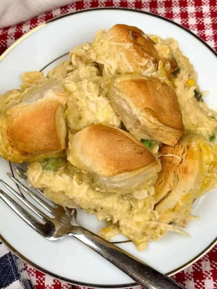 chicken and biscuit casserole on a plate