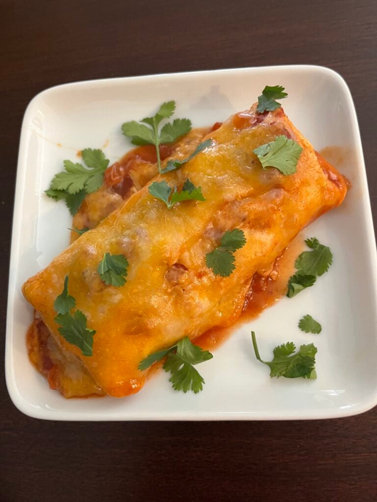 serving of frozen burrito casserole on a plate