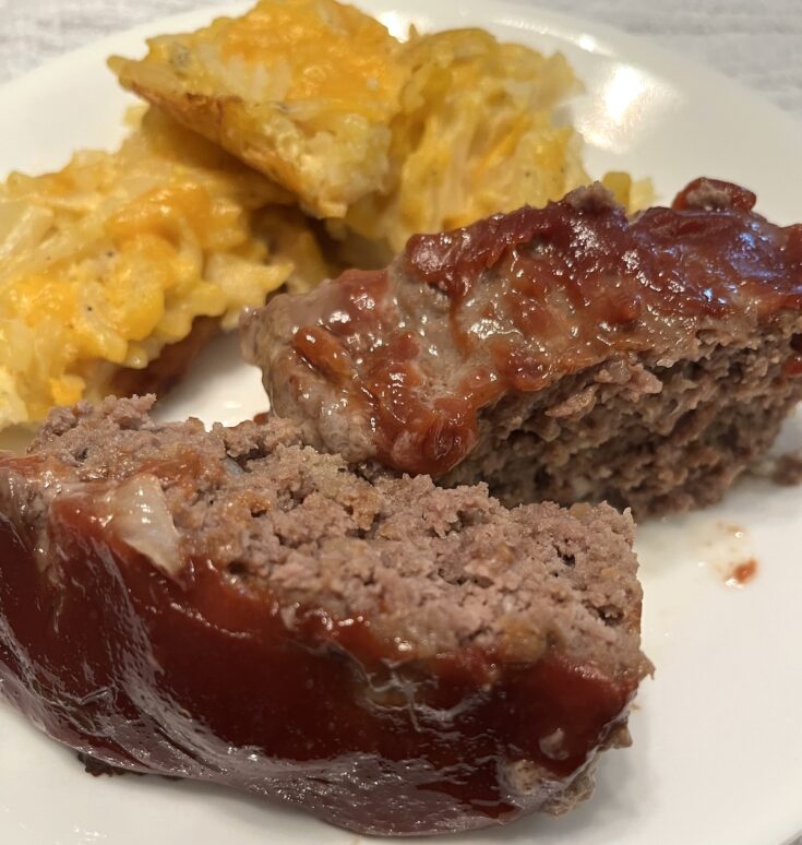 slices of meatloaf on a plate