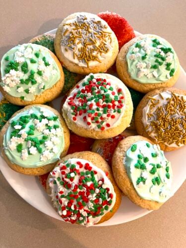plate of decorated christmas cookies