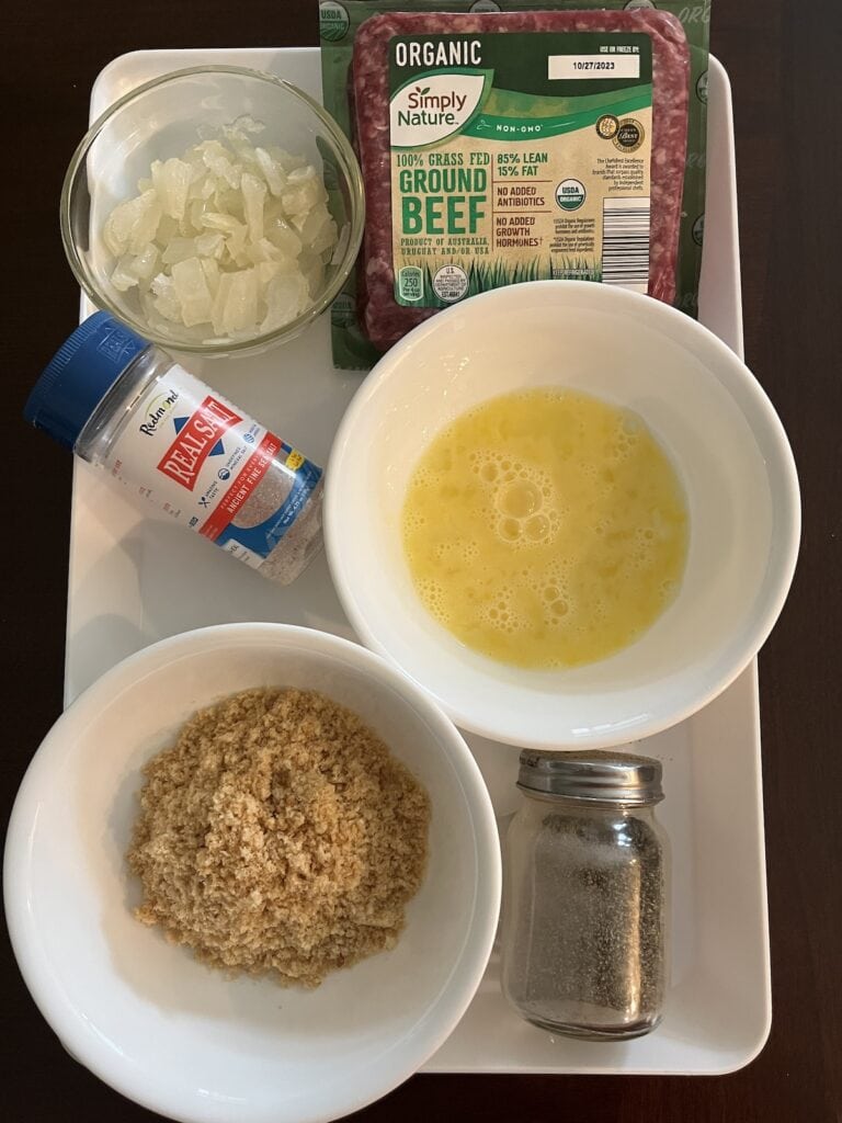 tray of meatloaf ingredients