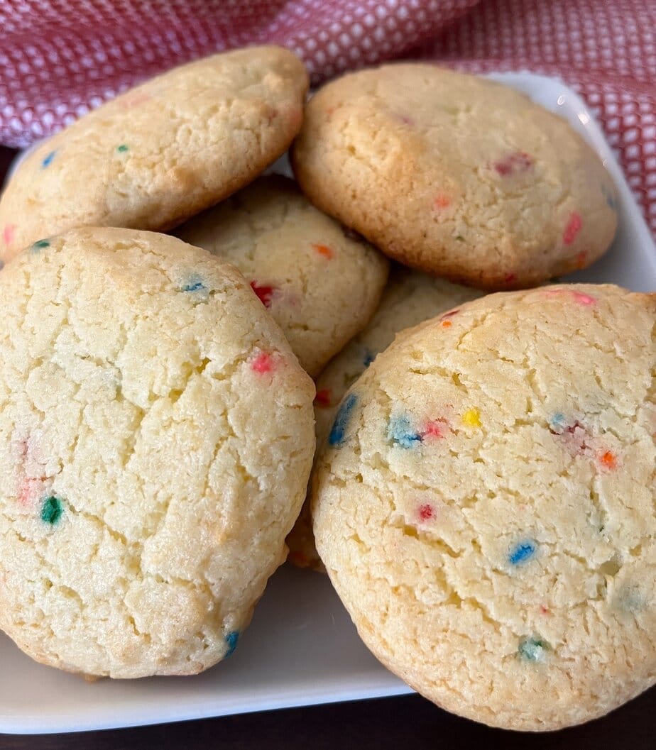 plate of funfetti cake mix cookies