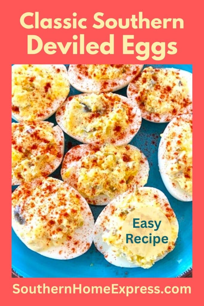 easy classic southern style deviled eggs on a plate