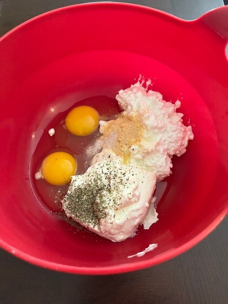 low-carb pizza crust ingredients in a bowl