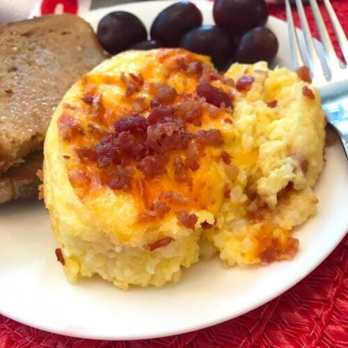 serving of cheesy baked grits casserole on a plate