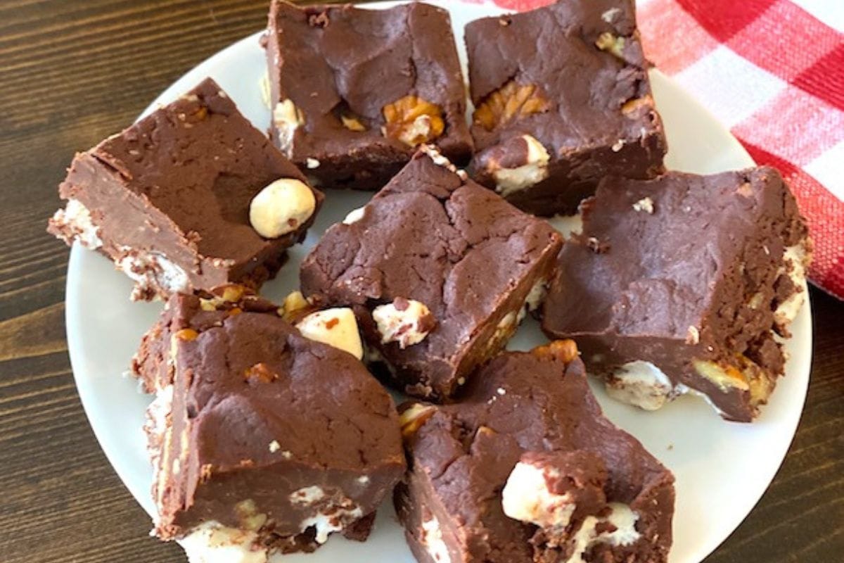 Rocky Road Fudge with Pecans & Marshmallows