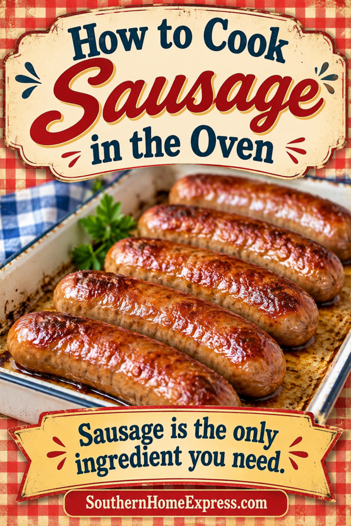 pan of oven-cooked sausage
