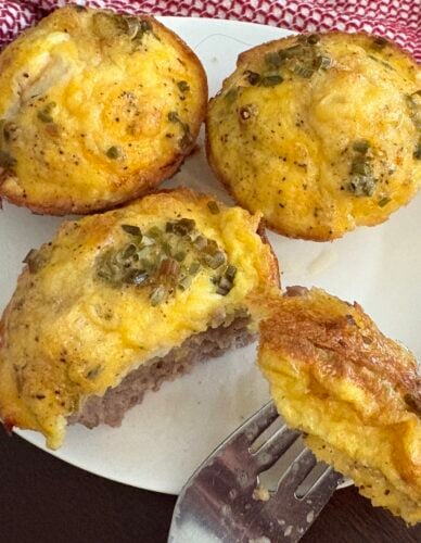 sausage and egg cups on a page with one of them cut open