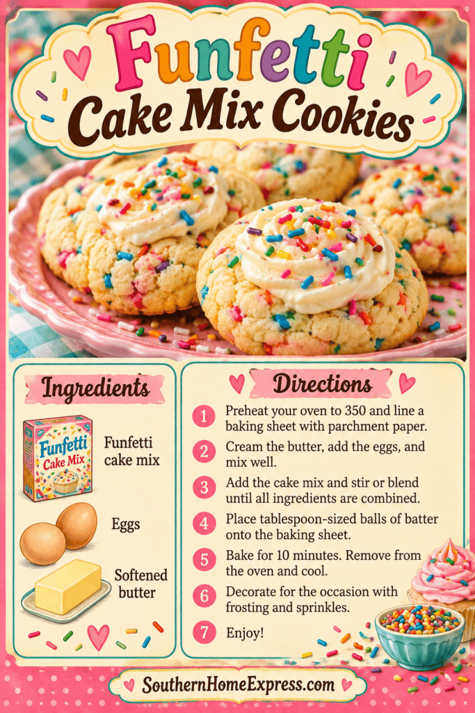 plate of funfetti cake mix cookies