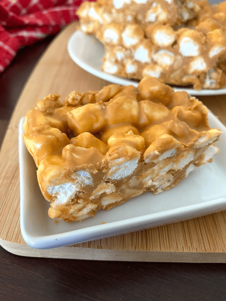 peanut butter marshmallow bars on a plate