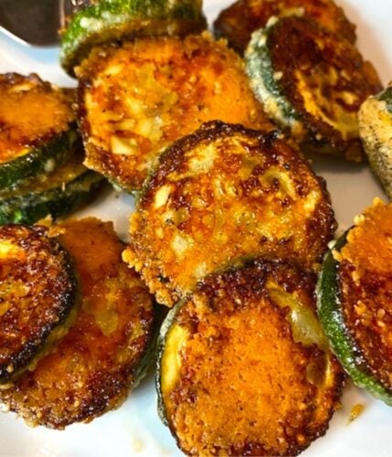 plate of oven-fried zucchini parmesan chips