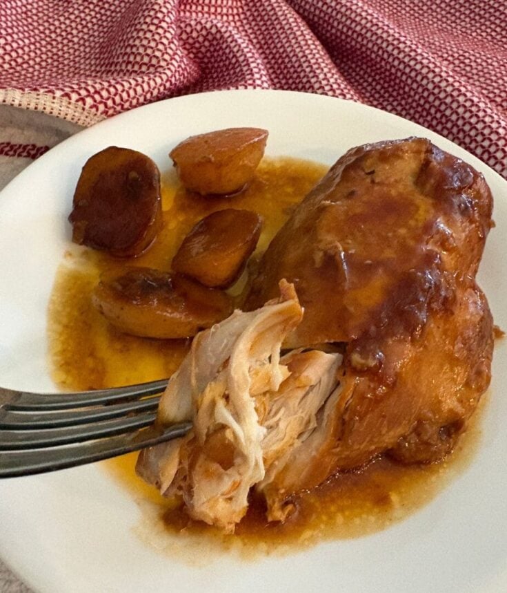 Barbecue chicken and potatoes on a plate