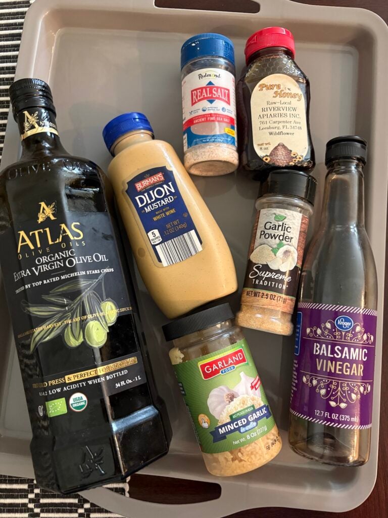 Ingredients for balsamic vinaigrette recipe