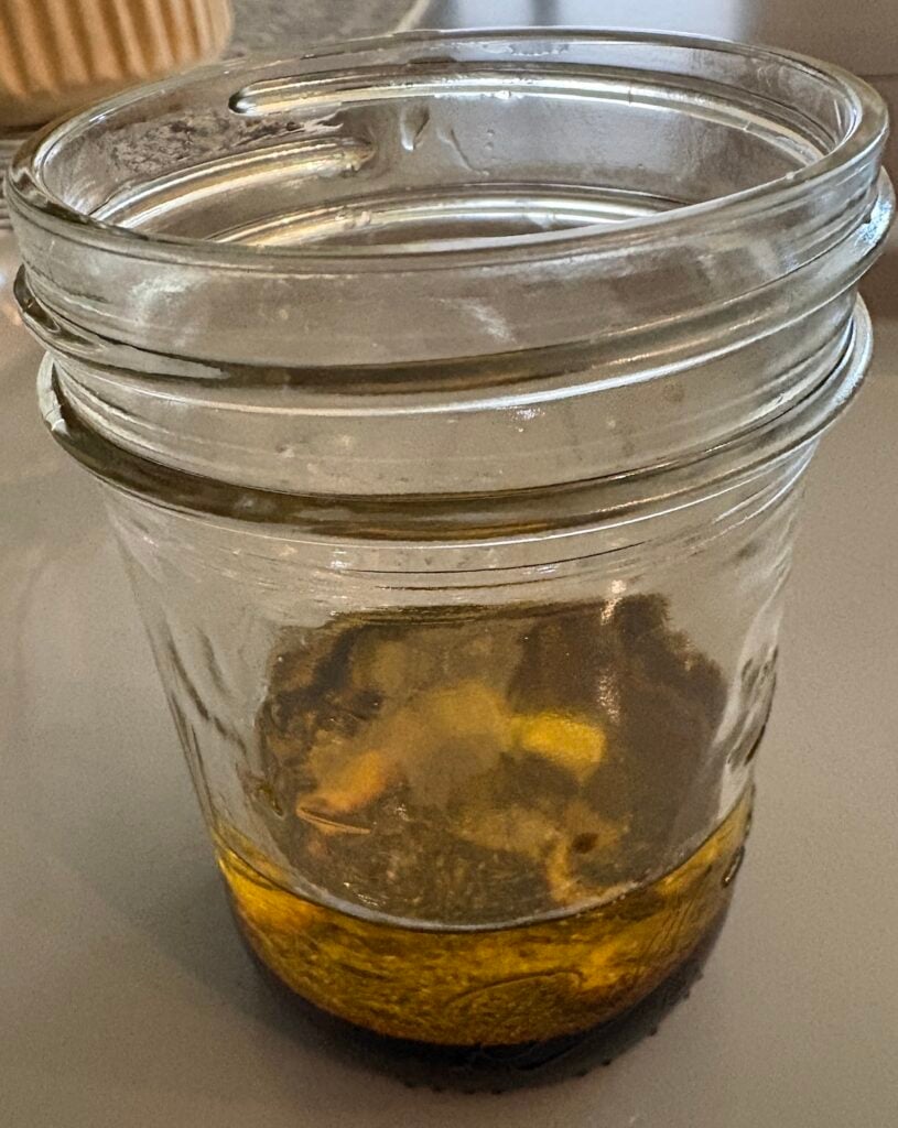balsamic vinaigrette ingredients in a mason jar