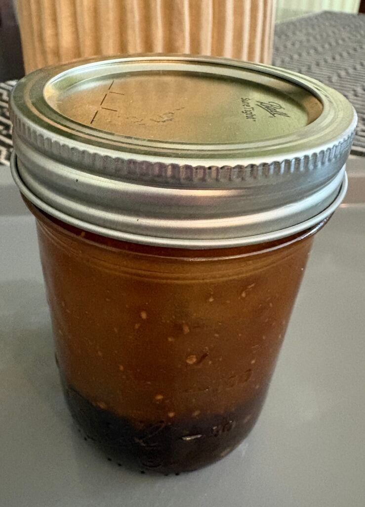 balsamic vinaigrette in a mason jar