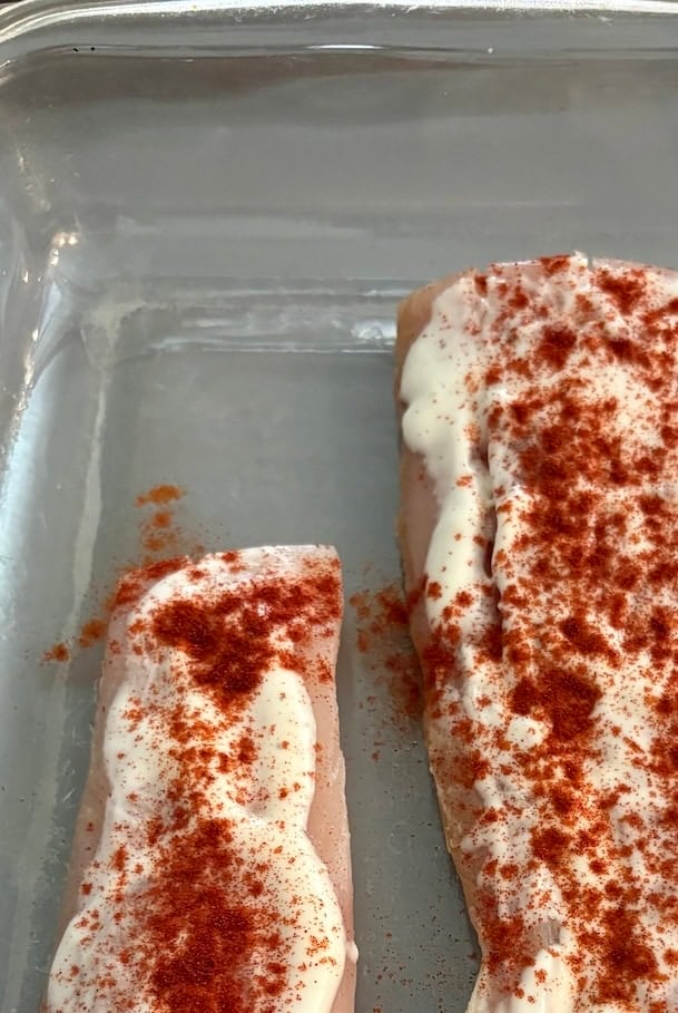 smoky paprika sprinkled over raw fish