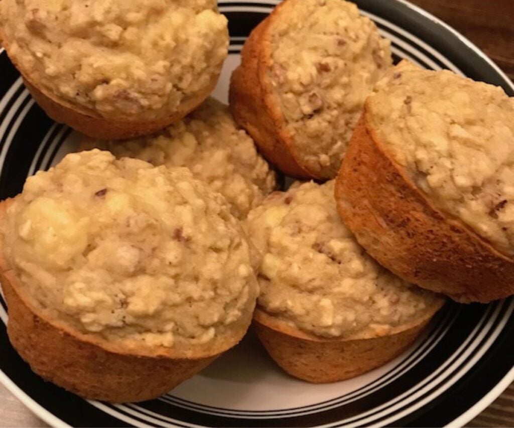 bowl of banana nut muffins