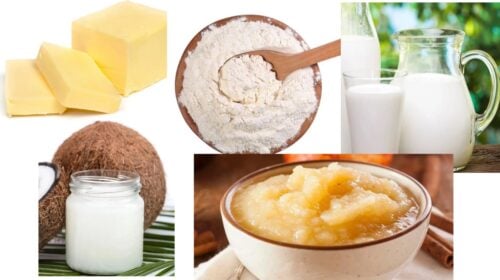substitute ingredients for butter, flour, milk, and eggs
